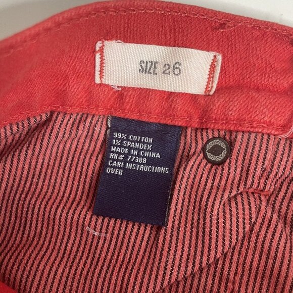 EEUC Madewell Red Denim Cut Off Shorts Size 26 Inseam 2" Jean Low Rise - Picture 6 of 10